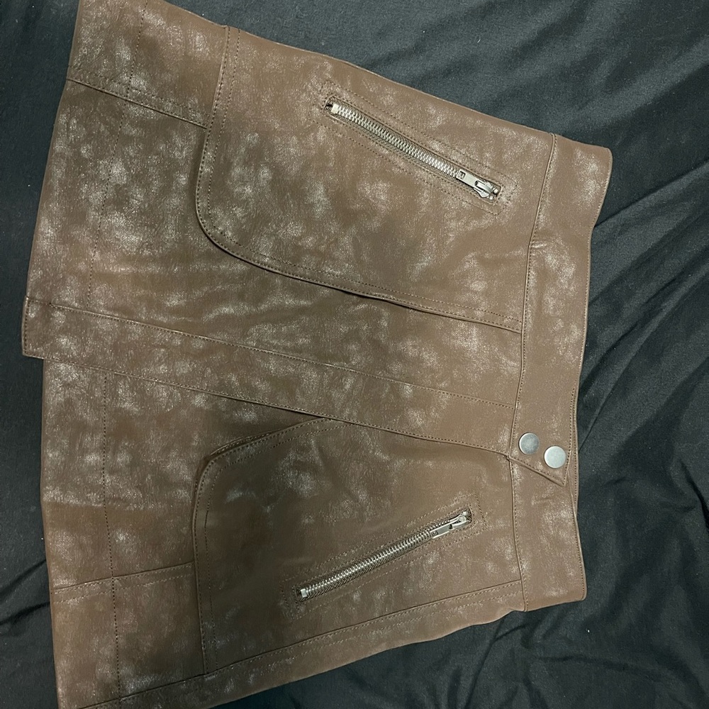 Brown Faux Leather Skirt